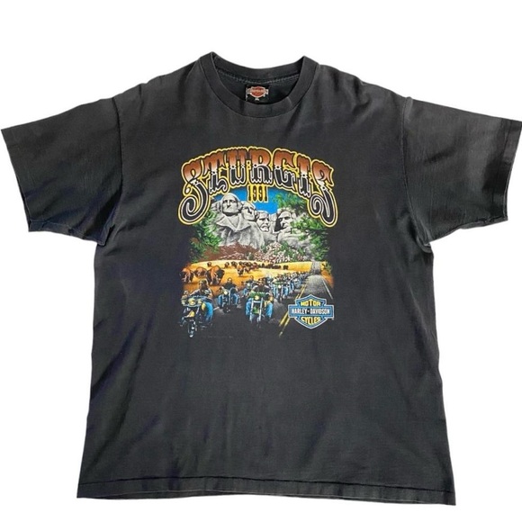 VTG 90s Harley Davidson Sturgis Tshirt XL Buffalo Distressed Thin Single Stitch - Picture 2 of 14